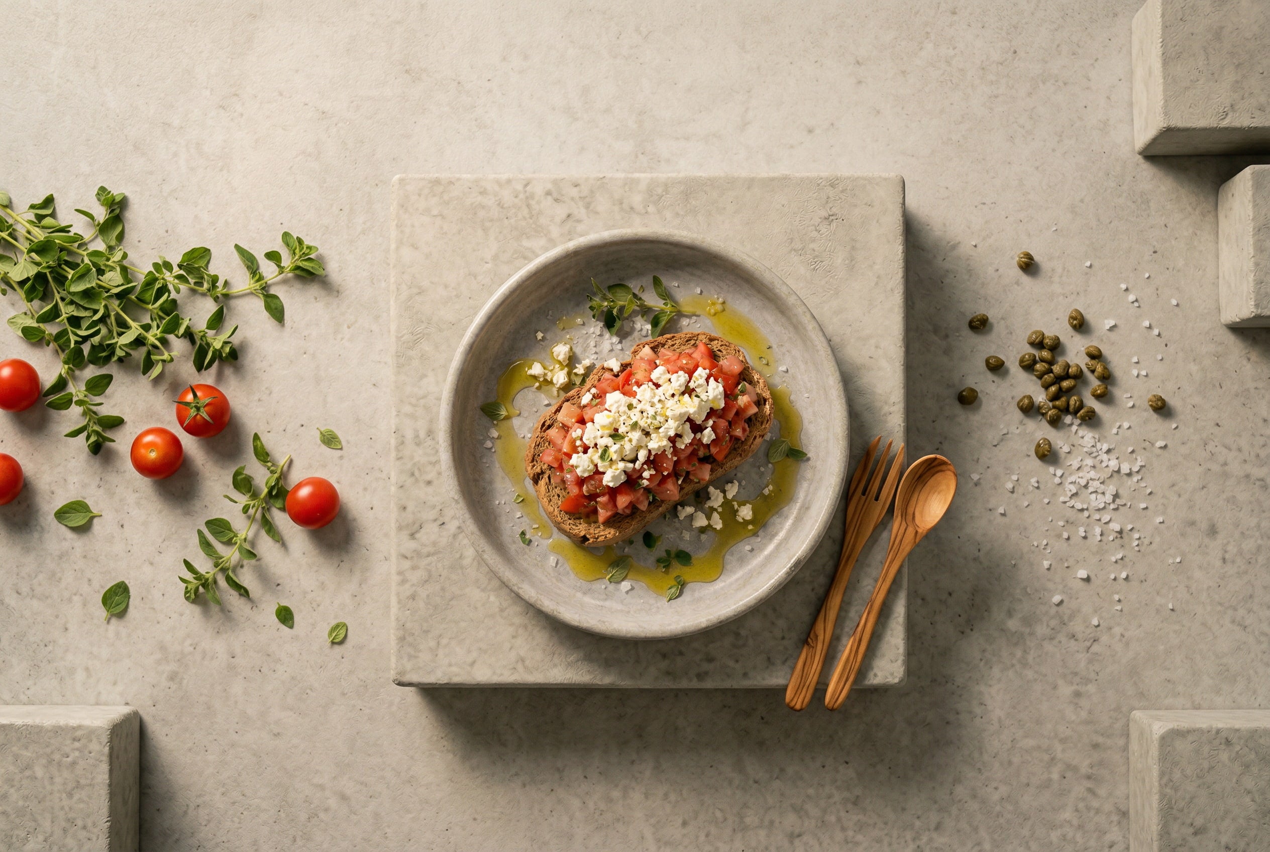 Dakos — Kretische Bruschetta mit Tomaten